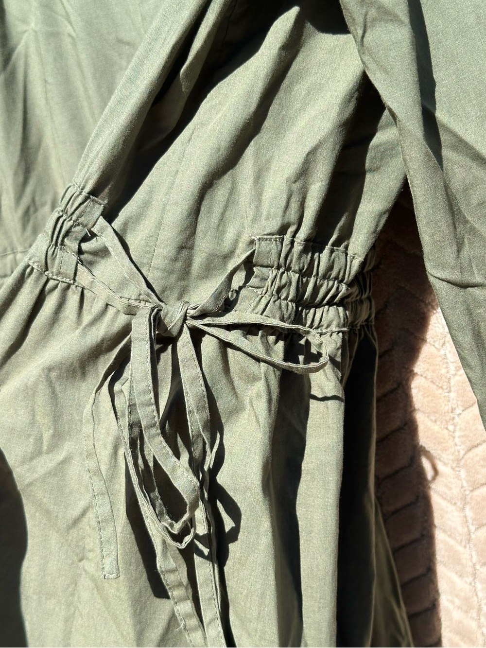 Rails Maple Olive Smoke Drawstring Waist Tiered Midi Dress Medium - Picture 7 of 12